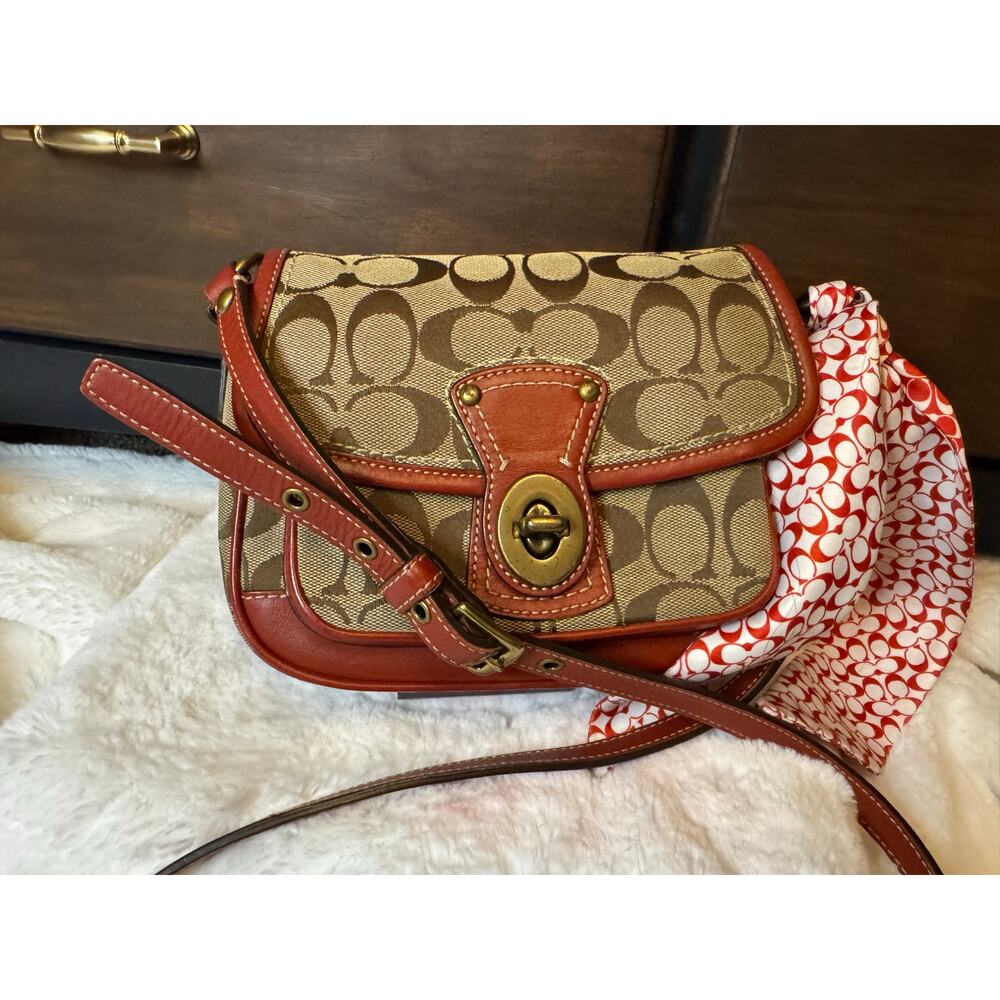 Coach Signature Legacy Mini Canvas Turnlock Crossbody Bag